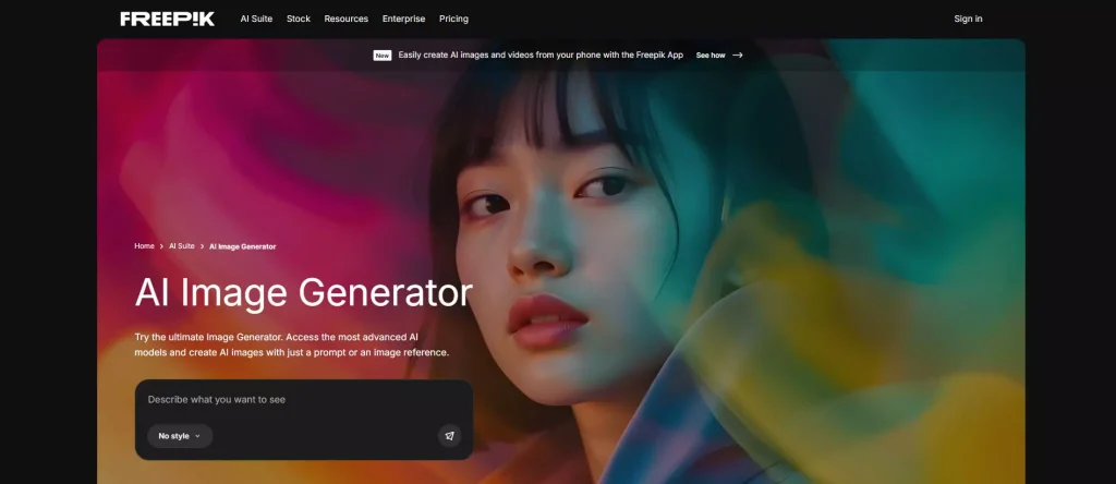 Freepik Free AI image generator